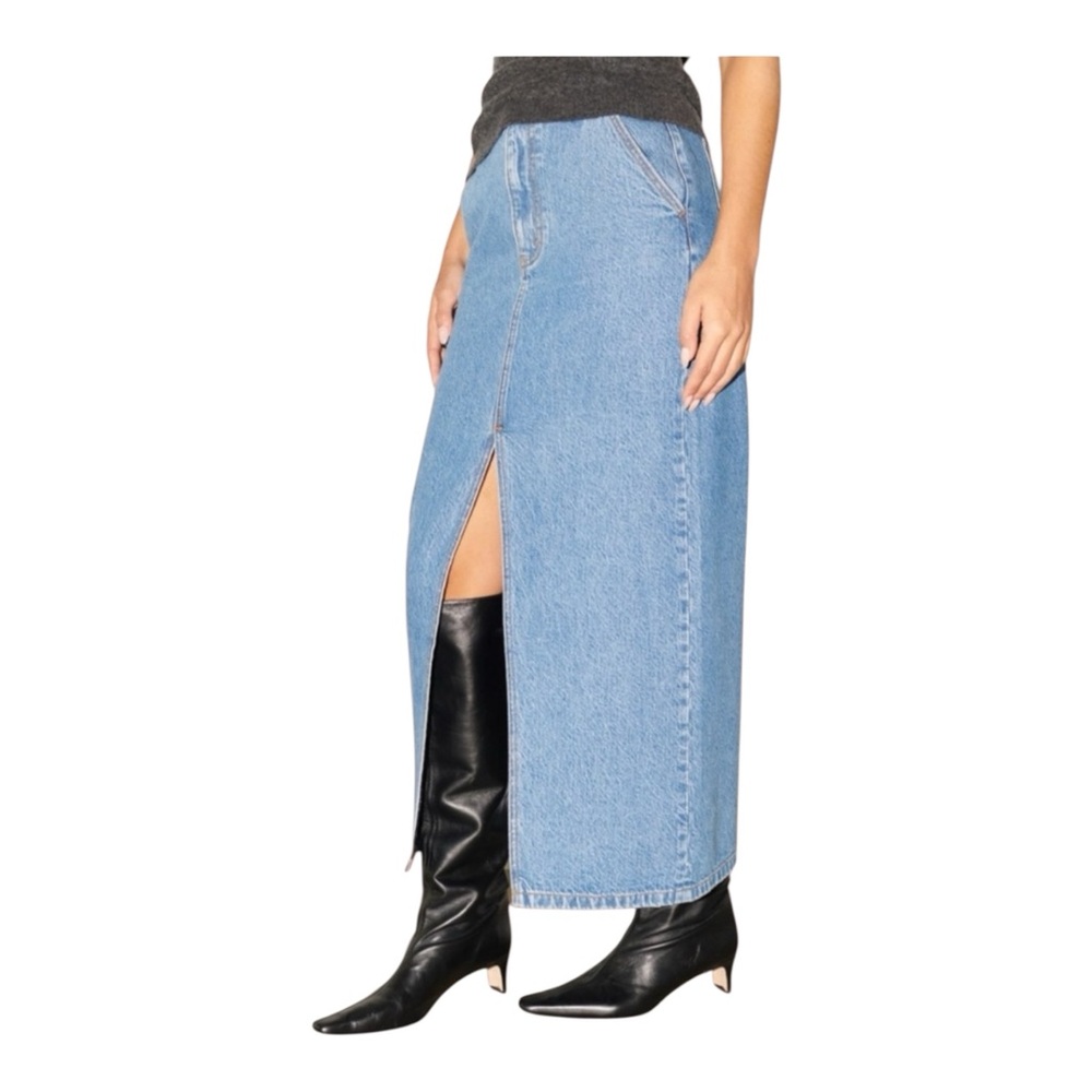 Abercrombie & Fitch High Rise Midi Denim Skirt
